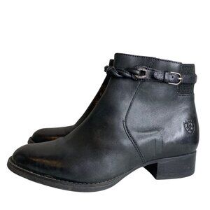 Ariat Black Leather Ankle‎ Boots With Braided Strap Detail & Side Zipper Closure